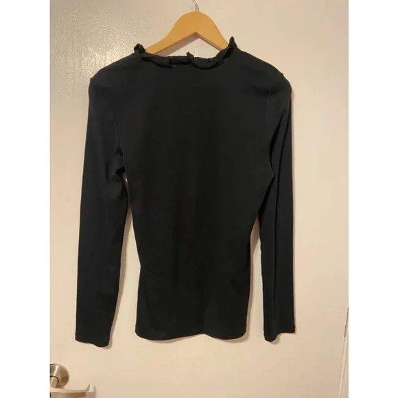 Vintage Lauren Ralph Lauren Black Ruffled Peasant Long Sleeve Pima Cotton Blouse - Picture 4 of 4